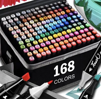Produktbild von Interdruk Alkohol-Marker Set 168 Farben mit Tasche