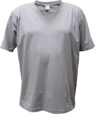 Produktbild von Übergrößen Tolles Basic T-Shirt RAMMBOCK Grau mit Stickerei V-Neck 3XL