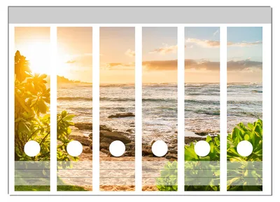 Produktbild von Wallario Ordnerrücken Sticker, selbstklebend für breite Ordner, 6 Stück, Motiv Strand im Morgenlicht