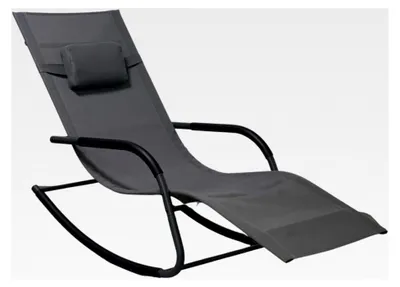 Produktbild von Garten Schaukelliege mit Kopfkissen 147 x 63 cm - anthrazit - wetterfeste Relax Sonnenliege - Gesundheitsliege Wellnessliege