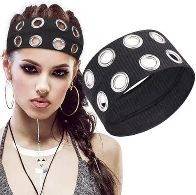 Produktbild von 1 Stück elastisches Haarband mit Hohlbügel, breites Stirnband im Y2K-, Punk- und Grunge-Stil für Mädchen