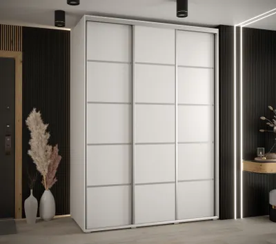 Obrázok produktu pre Šatníková skriňa ASIRI 4 - 180/45 cm, biela / strieborná