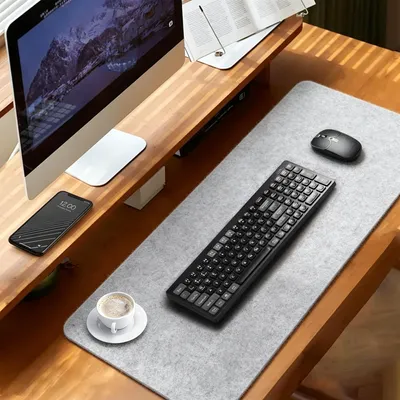 Zdjęcie produktu dla Podkładka pod biurko Yokuni, filc, 100x40 cm, antypoślizgowa mata na biurko, ochrona biurka, duża mata pod mysz z filcu, mata na biurko do biura i domu