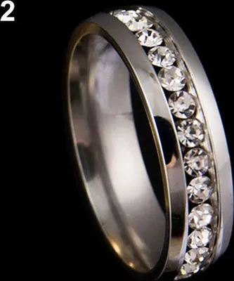 Produktbild von Männer Frauen Paar Liebhaber Strass Titan Stahl Verlobungsring Hochzeit Schmuck-Silber,US 10