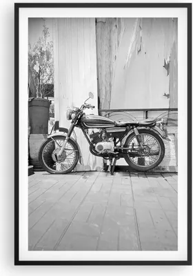 Produktbild von Gerahmtes Poster - Schwarzer Rahmen - Alt Motorrad Schwarz und Weiß - 61x91,5 cm - Wand Bild - Wanddeko - Wandbilder - Kunstposter - Wandposter - Bilderrahmen - Bilder - Kunstdruck - P2BPA61x91-4487