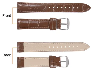 Produktbild von Leder Uhrenband 16mm Gepr?gte Muster Rindsleder Uhr Riemen Ersatz mit Federleisten fš¹r M?nner und Frauen Braun