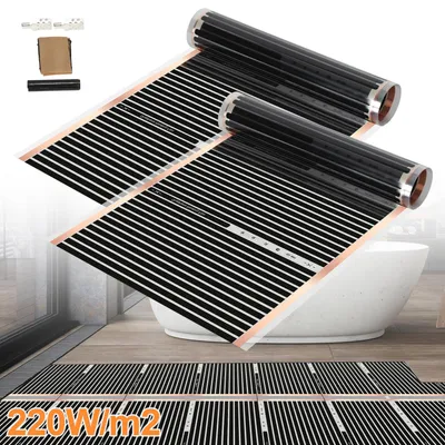 Produktbild von Vigevee Heizfolie Infrarot Fußbodenheizung 220 W/m² 220 V, 50 cm x 4 m, 2 m², zuschneidbar