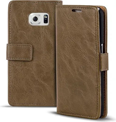 Immagine prodotto di Conie retro flip cover per Samsung Galaxy S6 custodia portacarte protezione a tutto tondo in moka