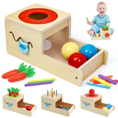 Produktbild von Holzspielzeug Montessori Aktivitätswürfel ab 1 Jahr - Steckspiel - Formensortierspiel - Holz