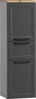 Produktbild von Midischrank >Lyon< in grau, Wotaneiche, MDF - 40x130x35cm (BxHxT)