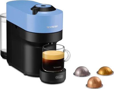 Produktbild von Kapsel Kaffeemaschine, DELONGHI Nespresso Vertuo Pop ENV90.A, Blau, Centrifusion Technologie, 5 Tassengrößen