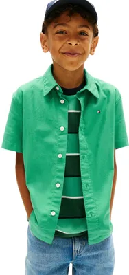 Zdjęcie produktu dla Koszulka Tommy Hilfiger dla chłopców, model Oxford, krótki rękaw, materiał elastyczny, kolor: zielony (Bahama Green), rozmiar: 6 lat