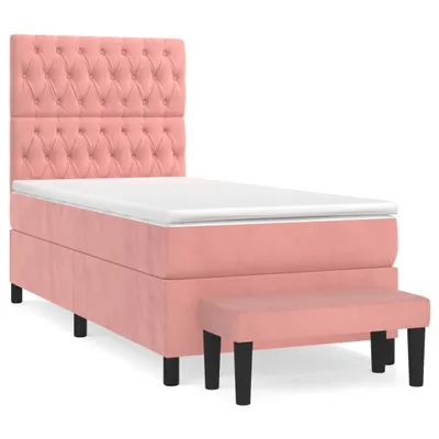 Image de Sommier à lattes de lit avec matelas Rose 100x200 cm Velours