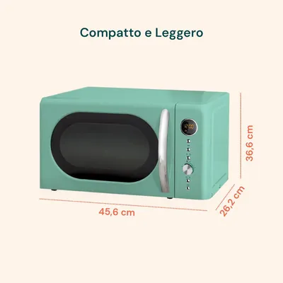 Productafbeelding van Retro magnetron 17 liter, vintage stijl met 7 automatische programma's en LED-display