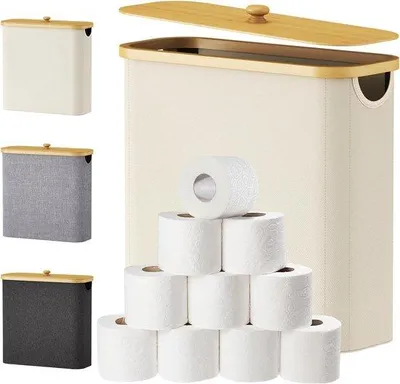Obrázek produktu pro Organizér na toaletní papír Bamboe 30 l s víkem, bílý