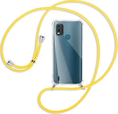 Produktbild von Handykette Backcover-Schutzhülle mit Band (Metall silberfarben) für Nokia C21 Plus (6.52'') - gelb