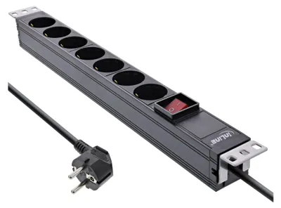 Produktbild von InLine 16411S, 7 AC-Ausgänge, Typ F, 3680 W, 1,5 mm², Typ F (Schuko), Schwarz