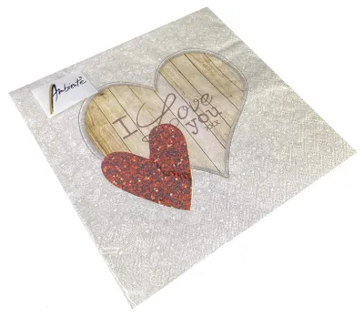 Papierservietten 33x33 cm, 3-lagig, 20 St., Herz-Motiv