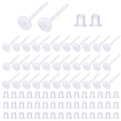 Productafbeelding van Set van oorbellen met 5 mm steeltjes - Transparante kunststof oorbellen - 200 paar