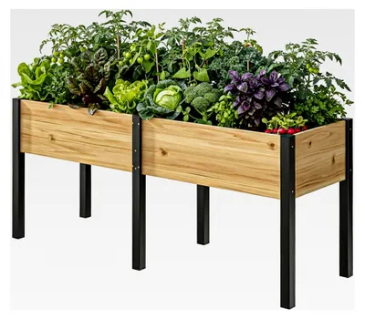 Produktbild von Hochbeet aus Holz - 180x60x80cm - Erhöhtes Pflanzbeet für Garten, Balkon und Terrasse