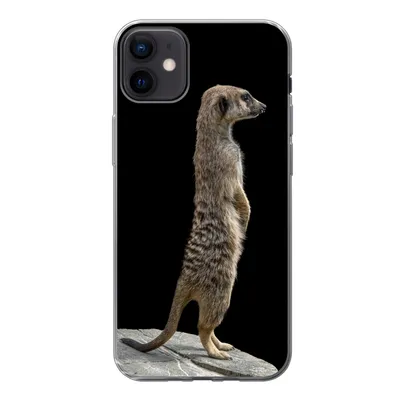 Produktbild von MuchoWow® Handyhülle Schutzhülle Hülle für iPhone 12 mini Erdmännchen - Wilde Tiere - Schwarz Silikon Softcase Handy Hülle - Bild