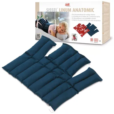 Immagine prodotto di Cuscino termico di semi di lino anatomico - 38 x 36 cm - Cotone - Blu o rosa