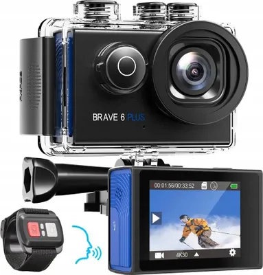 Zdjęcie produktu dla AKASO Brave 6 Plus kamera sportowa 4K30FPS 20MP WiFi ekran dotykowy 4XZoom