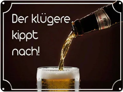 Produktbild von vianmo Blechschild 30x40 cm Bier der klügere kippt nach Spruch Zitat