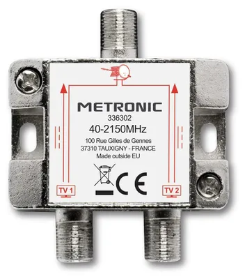 Productafbeelding van TV/Sat-signaalverdeler, 2 uitgangen met F-connector, afgeschermd, metalen behuizing