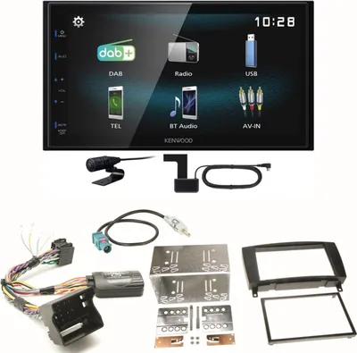 Produktbild von Kenwood DMX-125DAB Bluetooth DAB+ USB Einbauset für Mercedes CLK W209 Facelift