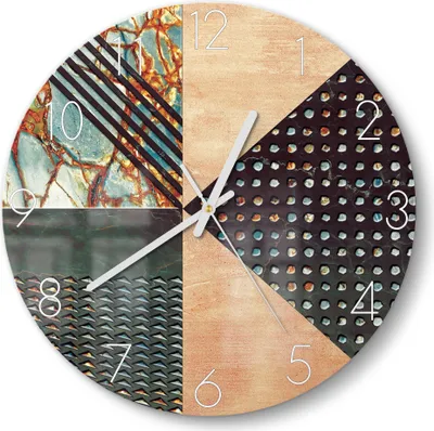 Produktbild von DEQORI Glasuhr Ø30 cm Zahlen 'Dekoratives Fliesendesign' Wanduhr Glas Uhr Design leise