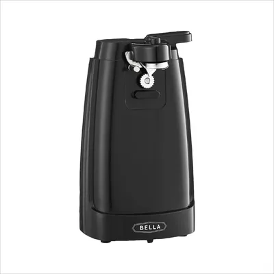 Image de BELLA Ouvre-boîtes et aiguiseur de couteaux électrique, décapsuleur et ouvre-bouteilles multifonctionnel avec levier de coupe amovible et rangement pour le cordon d'alimentation, lame en acier inoxydable, noir