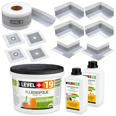 Produktbild von Dichtset Innen Außen Abdichtung-Set SET521 Flüssigfolie 12kg Auf Holz Fliesen OSB Wasserdicht Dichtband 120/70mm Ausdehnbar