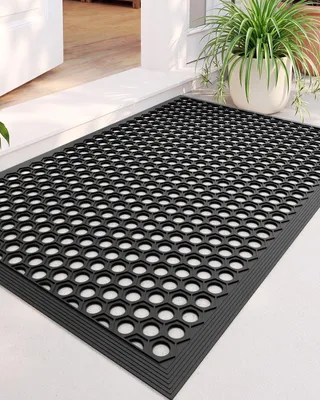 Deurmat drainerend 61 x 91 cm Schwarz, Gummi, rutschfest