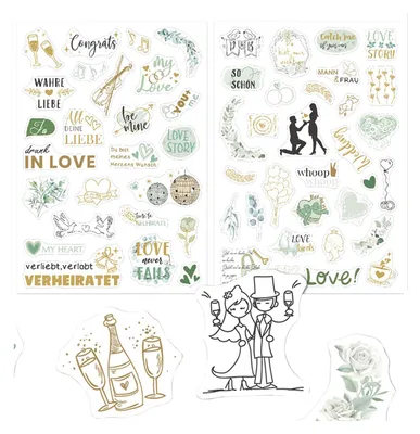 JGA-Sticker-Set, 200 Stück, Eukalyptus-Design, für Gästebuch & Scrapbooking