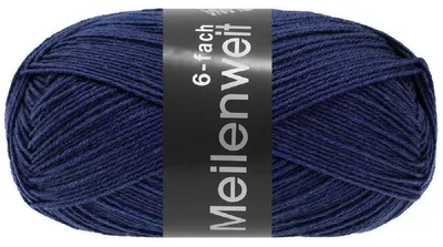 Produktbild von Lana Grossa MEILENWEIT 150 g UNI 6-fach Sockenwolle für warme Füße 390 m Farbe 9681 - Dunkelblau