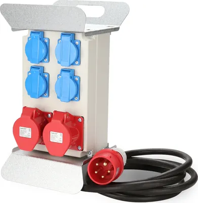 Obrázok produktu pre Jopassy rozvádzač napájania na stavenisko rozvádzač napájania CEE zásuvka IP44 na stavenisko 16A 2x400V 4x230V Schuko
