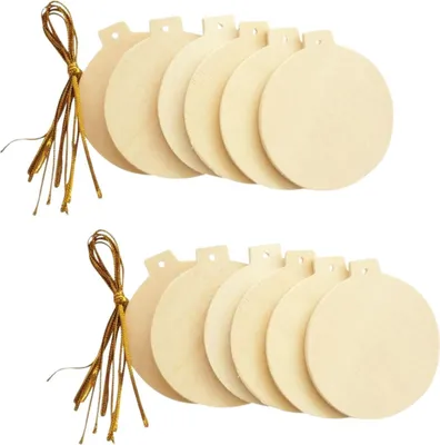 Obrázok produktu pre 12 plochých vianočných guľôčok z dreva na zavesenie 6 cm