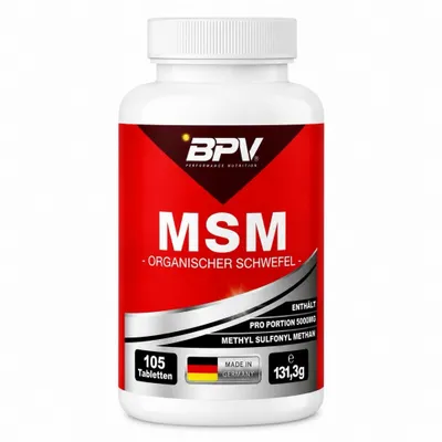 Produktbild von BPV® - MSM Organischer Schwefel - 105 Tabletten - Hochdosiert 5000 mg Tagesdosis - Methyl Sulfonyl Methan MSM Kapseln. Optimale Bioverfügbarkeit