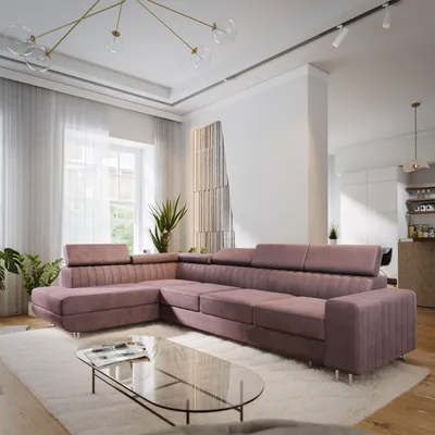 Produktbild von Masseno Ecksofa HESTION mit Schlaffunktion L-Form, Sofa mit Bettkasten, Wohnzimmersofa, Couch, Soffa, Bettsofa, Couchgarnitur- Lila, MONOLITH 62