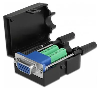 Immagine prodotto di DeLock VGA15 Buchse zu Terminalblock Adapter mit Gehäuse
