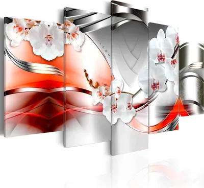 Produktbild von Leinwandbilder 200x100 cm b-A-0186-b-o Vlies Leinwandbild 5 tlg Kunstdruck modern Wandbilder XXL Wanddekoration Design Wand Bild ABSTRAKT BLUMEN ORCHIDEE