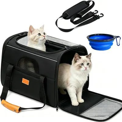 Produktbild von Katzentransportbox, faltbare Transporttasche für Reisen, für Katzen und Hunde bis 13 kg, Oxford-Gewebe