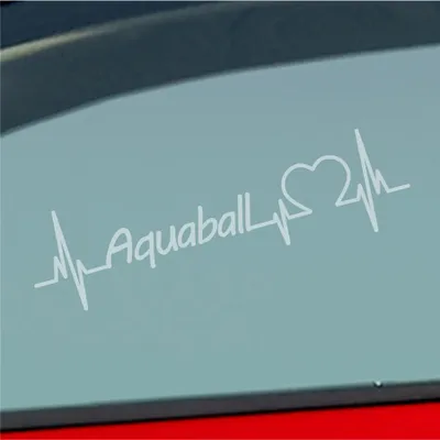 Produktbild von Auto Aufkleber Aquaball Herzschlag Ballsport Wasser Sport Liebe 19x5 cm Milchglas Sticker Heckscheibenaufkleber