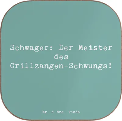 Produktbild von Mr. & Mrs. Panda Untersetzer für Gläser Spruch Schwager Grillmeister - Meeresbrise - Geschenk, Verwandtschaft, Humor, persönliche Erinnerungen, Tischschoner, Coaster