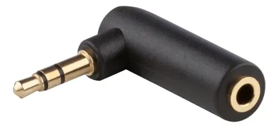 Produktbild von adaptare 10120 Winkel-Adapter 3,5mm Klinkenstecker (3-polig) auf Klinkenkupplung (3-polig), vergoldet, schwarz