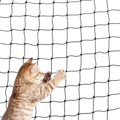 Immagine prodotto di Rete per gatti rinforzata con filo di acciaio - 3x6 metri, colore nero. Include kit di montaggio