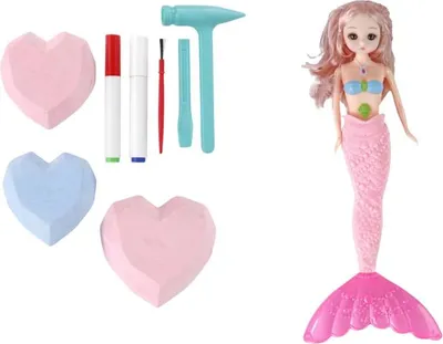 Produktbild von LEAN Toys 13449 DIY-Ausgrabungsset – Meerjungfrau mit Schätzen, rosa