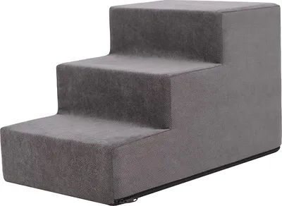 Produktbild von PillowPrim Tiertreppen Eingang Hilfe Kleinere Hunde Stufen Rampe Katzentreppe 3 Stufen Klein Graphit Höhe 30cm