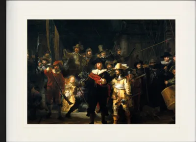 Produktbild von Van Rijn Rembrandt Gerahmtes Bild Mit Edlem Passepartout | Wand-Bilder | Im Bilderrahmen - Die Nachtwache, 1642 (60 x 80 cm)